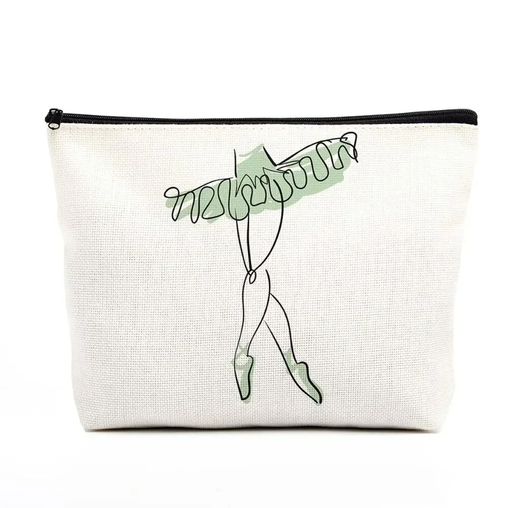 Green White Makeup Bag Dancer Supplies‎ Travel Cosmetics Zipper Closure Sz M New